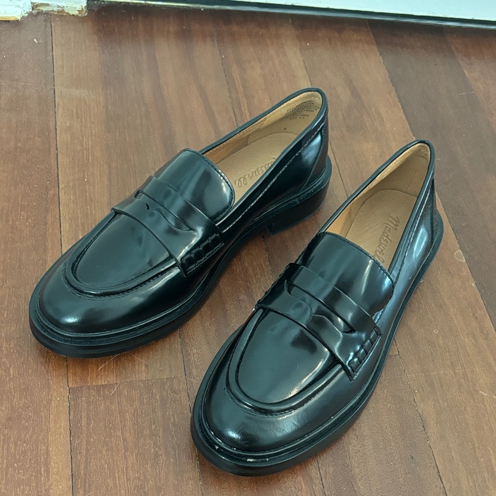 Madewell Black Patent Penny Loafers